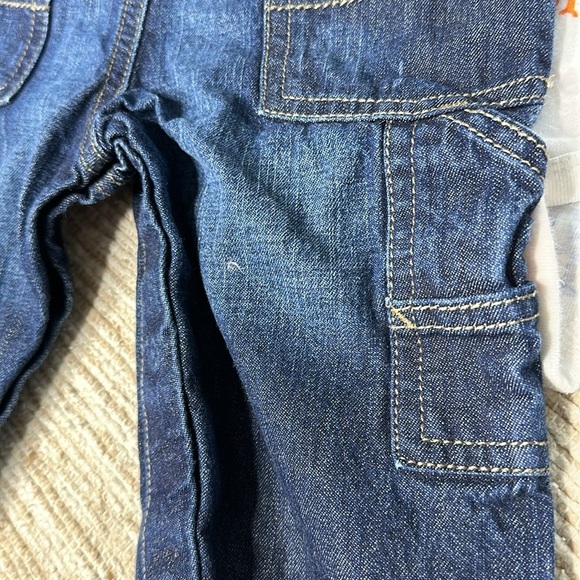 18m Osh Kosh Jean denim overalls and hoodie with Joe onsie blue and orange - Picture 12 of 16